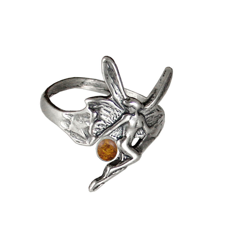 Sterling Silver Fairy Ring With an Amber Size 10